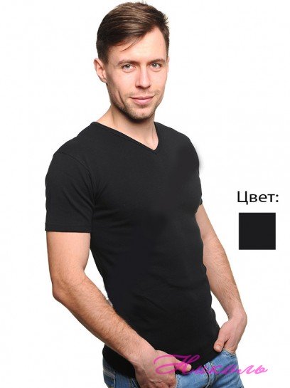 Футболка чоловіча Наталюкс 1303 чорна (бавовна 100 %)