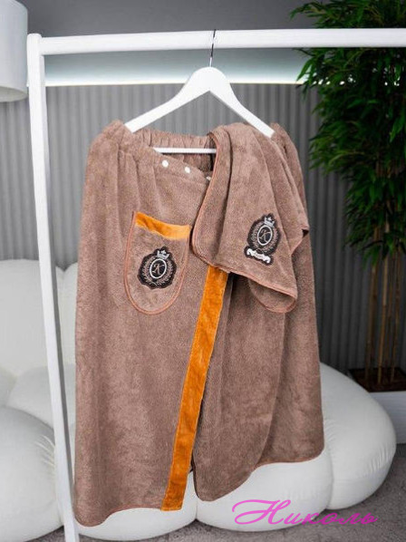 Комплект для сауни Koloco чоловічий 98-666 (рушник на застібці 75*150 см, рушник 35*75 см)