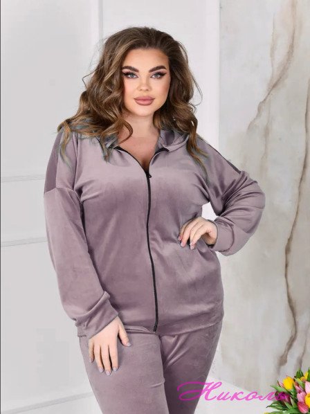 Костюм жіночий велюр 7960 пудра (поліестер)